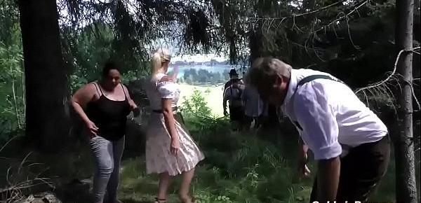  wild german outdoor orgy with bbw girls